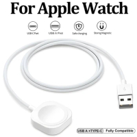 2024 Magnetic Wireless USB A Fast Charger for Apple Watch Ultra Series 9 8 7 6 SE Type C Cable Charging for iWatch Series 5 3 2
