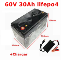 FS waterproof 60v 30ah lifepo4 battery with BMS no li ion 40ah 50ah for 2000w 1500w bicycle bike scooter Tricycle +5A charger