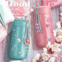 New Stainless Steel Vacuum Flask Portable Double-layer Vacuum Vacuum Flask Fashion Rope and Cute Anti-fall Vacuum Flask