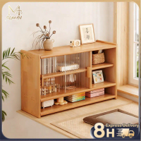 RH-Rak cawan kayu meja Desktop solid wood cup storage cabinet Ins style Nordic wooden cup holder Tab