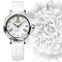 SEIKO精工 LUKIA 珍珠母貝 鑲嵌美鑽 淑女機械錶-34.8mm 白色 SPB133J1/6R35-00N0W_SK028