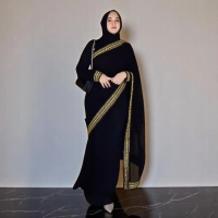 Farisa Olshop Baju Gamis Abaya Dubai Sari India Arab Saudi Wolfis Bordir Gold Size S M L XL Pesta Ko