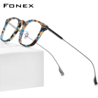 FONEX Acetate Titanium Eyeglasses Frame Men Retro Square Glasses Women 2022 Vintage Eyewear F85706