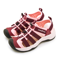GOODYEAR 固特異 女 透氣輕便護趾織帶運動涼鞋 盛夏探險系列 紅粉棕 32602