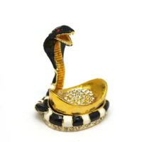 Pewter Snake with Gold Ingot Trinket Display Gift