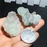天然葡萄石水晶共生礦石奇石小標本實物圖2個