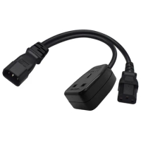 32cm/1ft IEC320 C14 to IEC320 C13 + UK13A Power Cord Out Y-splitter Adapter Extension Wire Line