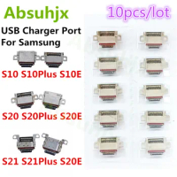 Absuhjx 10pcs USB Charger Dock For Samsung S21 S22 S23 Plus S10 S10E S20U S20 Ultra Note 10 Charging Port Connector Plug