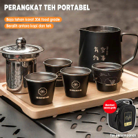 ISE MOUNT Set Teko & Gelas Portable – Mini Coffee & Tea Brewer, Praktis untuk Camping & Perjalanan