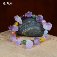 歐斯特 居家供奉念珠佛珠手串天然紫水晶原石配飾瑪瑙手串