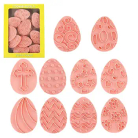 Easter Cookie Stamp Non-Sticky Biscuits Pastry Cutter Set 10Pcs Easter Egg Cookie Molds For DIY Biscuits Cake Fondant Chocolate