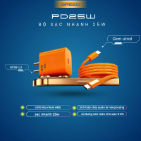 Bộ sạc nhanh PD 25W cho các dòng máy Ip 6-17prm C - C and C-L màu cam vũ trụ siêu hót Bảo hành 12 th
