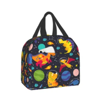 Dinosaur Lunch Bag Navy Blue Dino Lunch Box Insulated Reusable Portable Picnic Travel Bag Cute Animal Thermal Lunch Box for Work