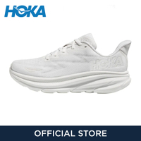 HOKA ONE Clifton 9ผู้ชายและผู้หญิงกีฬารองเท้าวิ่งรองเท้ารองเท้าผ้าใบสบายๆสีขาว [ร้านค้า HOKA อย่างเป