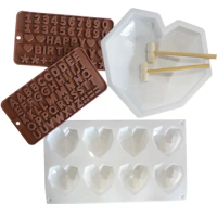 Breakable Heart Mold Set for Chocolate, Heart Silicone Molds with Hammers, Number and Letter Molds, Chocolate Bomb Molds
