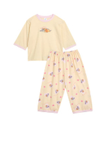 ชุดนอนเด็กเล็กผู้หญิง เสื้อยืดแขนยาว + กางเกงขา 5 ส่วน Lady And The Tramp สีครีม