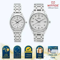Mirage Jam Tangan Wanita Analog 8855 L Silver Original Stainless Couple Plat Putih