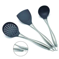 Silicone Wok Knife Wok Spatula and Spoon 34cm Wok Spatula Chinese wok tool set 304 stainless steel