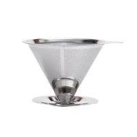Reusable Coffee Filter Stainless Steel Pour Over Coffee Dripper Set Reusable Cone Filter Slow Drip Maker for Single Cup for Home