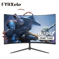 FYHXele 27 inch VA 2k 165hz Curved Screen Gamer Monitors 1MS PC LCD Displays Monitor For Desktop 1MS HDMI Support Free-Sync
