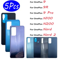 5Pcs，NEW Back Door Case Battery Rear Glass Housing Back Cover Replacement With Adhesive For OnePlus 9 Pro 9R N100 N200 Nord 2