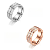 Gypsophila Ring for Women Titanium Steel Ring Full Diamond Ring Couple Rings Zircon Ring Minimalist 