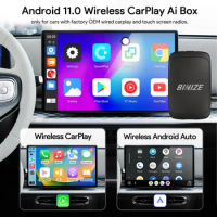 Binize Carplay Ai Box Android 11.0Wireless CarPlay Android Auto Netflix Youtube For VW Jeep Mazda Hyundai Qualcomm 2290 2G+16G
