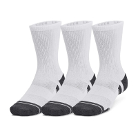 【UNDER ARMOUR】運動襪 Perf Tech Crew Socks 白 黑 透氣 排汗 支撐 緩衝 中筒襪 襪子 UA(1382033100)