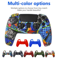 For PS5 Silicone Controller Protective Shell Camouflage Watercolor Case Protective Cover for PlayStation 5 Game Controller