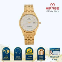 Mirage Jam Tangan Pria Analog 8882 M Gold Original Stainless Plat Putih