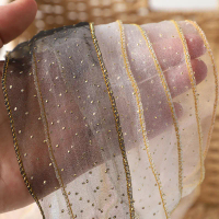 Gold-embossed bubble dot mesh shoelaces, a pair of 5CM wide silk snow gauze shoelaces for German tra
