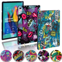 Trendy Graffiti Hard Shell Plastic Hemming Protective Cover for Samsung Galaxy Tab A A6 7"10"/Tab E S5E Tablet Case +Free Stylus