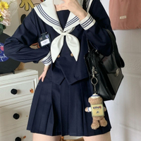 jk制服水手服基礎款套裝制服裙子正統學院紺三本日系原創正版秋冬--享樂