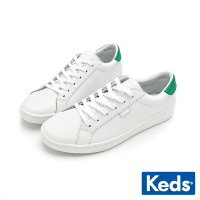 KEDS ACE 復古運動皮革綁帶休閒鞋-白/綠 9231W123488