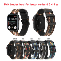 Strap for apple 6 5 4 3 watch Folk Leather Strap Watch band for iwatch series 5 4 3 se 638mm 40mm 42mm 44 mm wristband bracelet