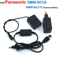 DMW-DCC8 BLC12 Dummy Battery+Power Adapter USB Cable+Charger For Panasonic DMC-GX8 FZ2000 FZ300 FZ200 G7 G6 G80 G81 G85 GH2 GH2K