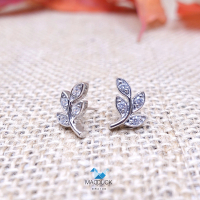 Madduckjewels ต่างหูเงินแท้ เพชร CZ ชุบโรเดียม ER2108