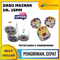 Dadu dice plastik 15mm x 15mm / Mainan Dadu uk 1,5cm / Dadu Mainan / Mainan Jadul / Dadu Transparan 