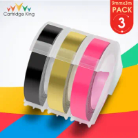 3PK Mixed Colors 3/8" Labels Tape for Dymo 3D Embossing S0717910 1880 1610 15447 1540 Motex E-202 Label Maker DIY Labels Sticker