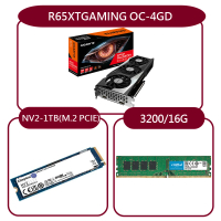 【GIGABYTE 技嘉】組合套餐(美光DDR4 3200 16G+金士頓 NV2 1TB SSD+技嘉 R65XTGAMING OC-4GD)