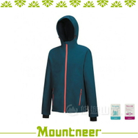 【Mountneer 山林 男 輕量三層SOFTSHELL外套《藍綠》】22J09-84/防潑水/慢跑外套/彈性