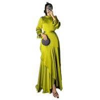 Pakaian Renda Buaian Besar Satin Wanita Islam Warna Pejal baju tema elegan putih muslimah aqeela dre
