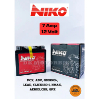 แบตเตอรี่ รถมอเตอร์ไซด์ NIKO 7 แอมป์ PCX ,ADV ,GIORNO+ ,LEAD ,CLICK150-i ,NMAX ,AEROX CBR ,GPX / 12 