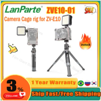 Lanparte ZV-E10 Camera Cage with Adjustable Mini Tripod and Small Beauty Fill Light for Sony DSLR for Volg/ Tik Tok/Youtube