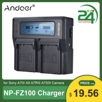 Andoer NP-FZ100 Camera Battery Charger for Sony Dual Channel LCD Camera Battery Charger for Sony A7III A9 A7RIII A7SIII