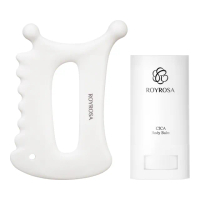 【ROYROSA】韓國純手工製第二代魔手陶瓷刮痧板 + 有機精油棒(共2入 交換禮物)
