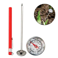 Compost Soil Tester Meter Measuring Probe Stainless Steel Thermometer Temperature Monitor For Potting Planting Gardening Tools