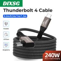 DIXSG Thunderbolt 4 Cable 2M HDMI-Compatible Video 8K60Hz USB C PD100W Fast Charge 40Gbps Data Transfer Nylon for iPhone EGUP