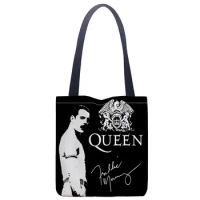 Custom Queens band printing shoulder bag canvas tote bag shopping travel book handbag custom logo
