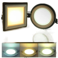 Kedai TikTok 6W 9W 12W 18W LED Downlight Boleh Dimalapkan Tiga Warna Lampu Panel Bulat Kaca Ultra Ni